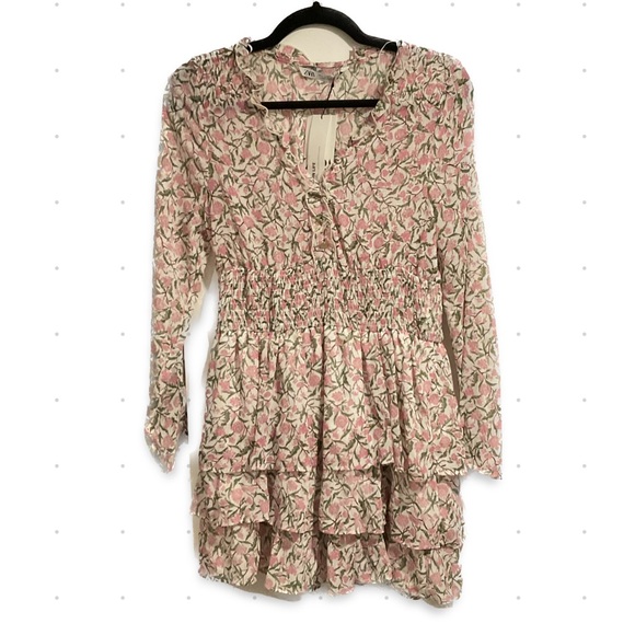 NWT Zara Floral Print Long Sleeve Dress colourful size M - Picture 4 of 6